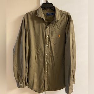 Polo Ralph Lauren button up shirt casual army green 100% cotton. XL